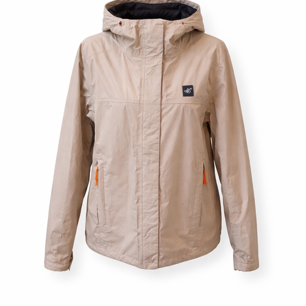 Dutch Bros Coffee Tan Hooded Full Zip Windbreaker Jacket Small